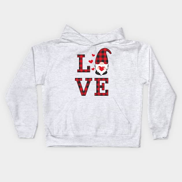 Love valentine, Valentine's Day ,Gnomes , Valentine, Valentine Gnomes,Valentine Shirt Design, Plaid heart,Plaid Gmome Kids Hoodie by maliGnom